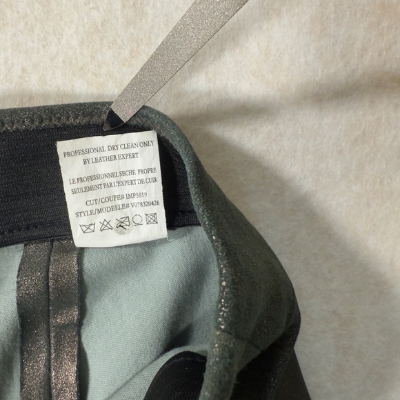 Vince Women’s Elastic Waistband Metallic Suede Ankle Leggings Green Size Small - Picture 12 of 14